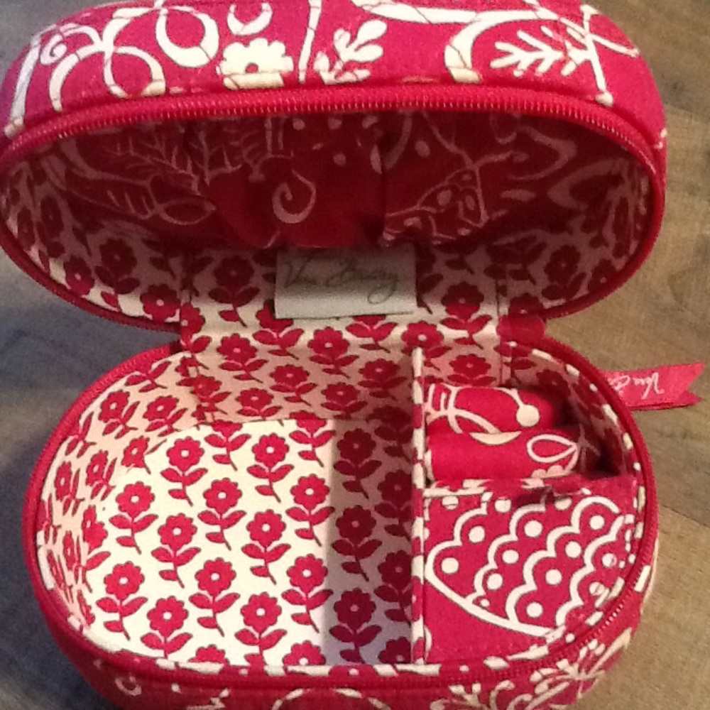 Vera Bradley Pink Twirly Bird travel jewelry box